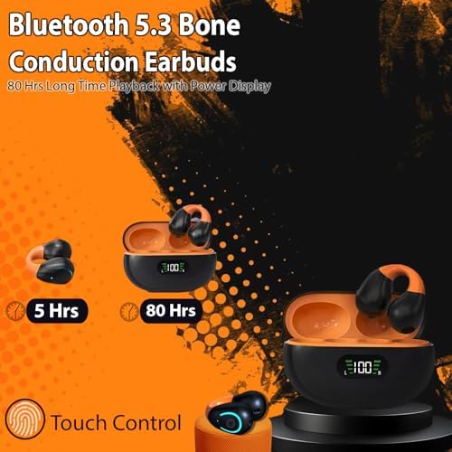 Open Ear Bone Conduction Bluetooth Headphones – Waterproof Sports Earphones with Secure Earhooks, Integrated Hands-Free Microphone, and Wireless Charging Case for Active Lifestyles and Enhanced Safety Awareness
