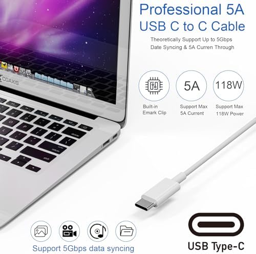 High-Performance 118 W USB-C Fast Charger for Mac Book Pro & Air – Optimized Power Adapter for M1, M2, M3, M4 Models – Lightweight, Safe & Universally Compatible for All 13-16 Inch Laptops – Ultimate Charging Efficiency & Portability