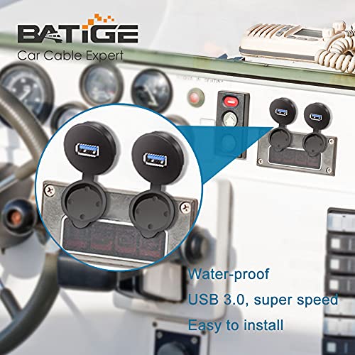 Enhance Your On-the-Road Connectivity with BATIGE 5-Pack Waterproof USB 3.0 Male to Female Flush Mount Extension Cables – 1 ft Durable High-Speed Data Transfer for Cars, Trucks, Boats & Motorcycles – Streamlined Design for Neat Installations and Superior Device Management