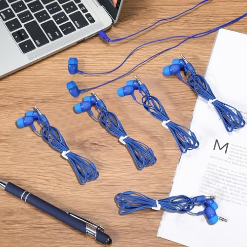 Macarrie 200 Pack Wired Earbuds – Vibrant Classroom & Office Headphones with 3.5 mm Compatibility – Individually Bagged for Hygiene & Seamless Distribution – Lightweight & Durable Design for All-Day Comfort – Ideal for Lectures, Music Listening, and Conference Calls