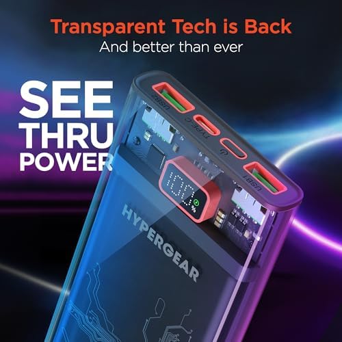 Ultra-Fast Hyper Gear 10,000 m Ah Power Bank – High-Performance Portable Charger with 3 USB Ports, 20 W USB-C Power Delivery, Slim Design with LED Display, Optimized for i Phone 16/15, Galaxy 23, and More Devices – Enhanced Speed and Universal Compatibility