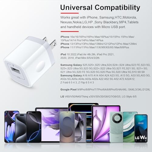 Sicodo 4-Pack High-Speed USB Wall Charger Block – Universal Fast Charging Adapter for i Phone 16/15/14/13/SE (2020) & Samsung Galaxy S25/S24/S23 – Compact Travel-Friendly Design for Enhanced Portability and Performance – Stay Connected Anytime, Anywhere!