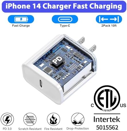 10 FT Apple MFi Certified Fast Charging Cable – Extra Long USB C to Lightning Connector for i Phone & i Pad – Rapid PD Power Delivery for Maximum Efficiency with i Phone 14 Pro Max/Plus, 13 Pro/Mini, 12, 11, X – Durable, Flexible, and Tangle-Free Design for Ultimate Charging Convenience