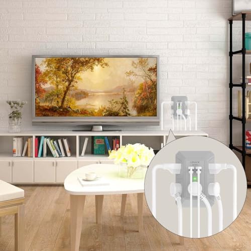 QINLIANF 5-Outlet USB Wall Charger with Surge Protection – 4 USB Ports (4.8 A Total) Power Strip Extender, 3-Sided Design for Easy Access, 1680 J Surge Defense, Compact Multi-Plug Adapter for Home, Travel, and Office Use – Elevate Your Charging Experience with Versatile Compatibility and Safety