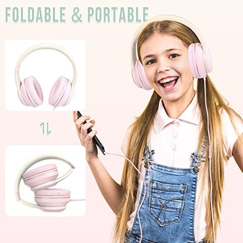 Rockpapa L22 Purple Over-Ear Headphones for Kids & Women – Lightweight, Foldable, and Durable Wired Design with Built-In Microphone for Clear Hands-Free Communication, Perfect for School, Travel, and Daily Use – High-Quality Stereo Sound and Tangle-Free Cord for Seamless Audio Enjoyment