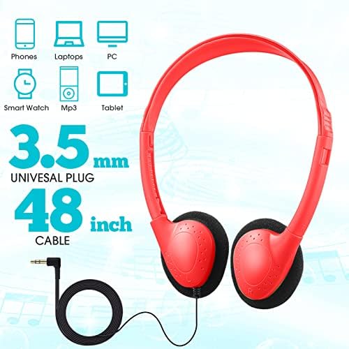 Bulk 36-Pack Kids Over-Ear Headphones – Yunsailing Adjustable Classroom Headsets with 3.5 mm Plug for Ultimate Learning & Engagement, Comfortable & Durable Wired Earphones for Students