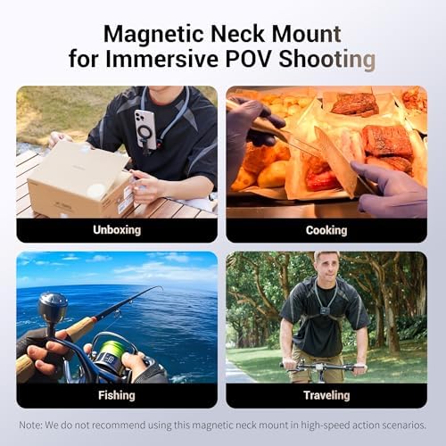 Versatile Magnetic Neck Mount for i Phone & Action Cameras – Hands-Free POV/Vlog Selfie Holder with Adjustable Arms for Ultimate Stability and Comfort – Ideal for Creators on the Go – Perfect for i Phone 16, 15, 14 Series & Android Devices – Capture Stunning Shots Effortlessly