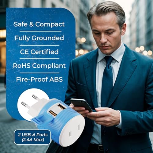 OREI Switzerland Travel Plug Adapter with Dual USB Ports – Ultimate Type J Charging Solution for USA Devices – Fast, Efficient Power for i Phones, Laptops, Tablets & More – Essential Travel Accessory for Hassle-Free Connectivity