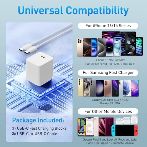 Revolutionize Your Charging Experience with the 30 W Fast Charge Bundle for i Phone 15 & 16 – Includes a 10 FT USB C Cable and Robust Type C Power Adapter – Ideal for i Pads and Android Devices – Optimize Charging Speed and Flexibility for Active Lifestyles