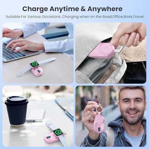 Portable Magnetic Wireless Charger Duo for Apple Watch – 2800 m Ah High-Speed Charging Power Bank for All Series (1-10, SE, Nike, Ultra) – Sleek Black & White Design for Ultimate Portability and Active Lifestyles