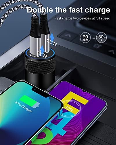 AILKIN 60 W Dual Port USB-C Car Charger – Fast Charging Cigarette Lighter Adapter for i Phone 16/15/14/13/12 Pro Max & Galaxy S25/S24/S23 – Compact PD3.0 Technology for Enhanced Speed & Compatibility – Ideal for Family Road Trips & Daily Commutes