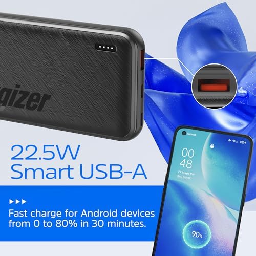 Energizer 20000 m Ah Fast Charging Portable Power Bank with 22.5 W PD3.0 – Versatile USB-C Battery Pack for i Phone 16/15/14/13/12, Samsung S23/S22, and Android Devices – Travel-Ready Design for Reliable On-the-Go Charging
