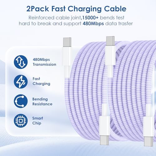 Essri 45 W PD 3.0 Ultra-Fast Charger Duo with 10 FT USB-C Cable – Premium Charging Solution for i Phone 16/15 Pro Max and Mac Book – High-Efficiency Power Delivery, Multi-Voltage Compatibility (20 V/2.25 A, 15 V/3 A, 12 V/2 A) – Perfect for On-the-Go Charging and Enhanced Device Performance