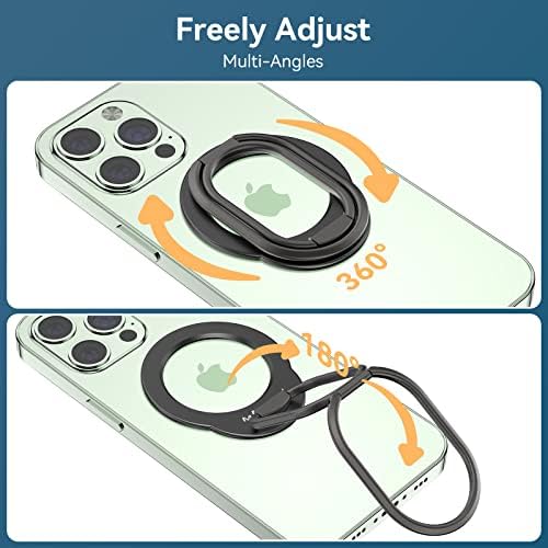 Revolutionary MINDSKY Mag-Safe Phone Grip & Stand for i Phone 12/13/14/15 Series – 360° Dual-Arm Adjustable Kickstand with Superior Magnetic Support – Lightweight, Durable Design for Enhanced Drop Protection – Effortless Hands-Free Use & Easy Wireless Charging Compatibility