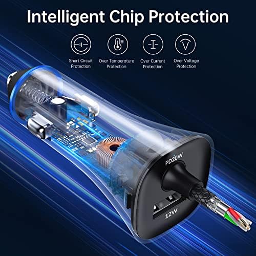 Rapid Charge Your Apple Devices with Syncwire MFi Certified 32 W Car Charger featuring Built-in 5 FT Coiled Lightning Cable – Ultimate Fast Charging Solution for i Phone 14/13/12/11/XR/Max and i Pad – Compact and Travel-Ready USB Adapter for Hassle-Free Power On-The-Go