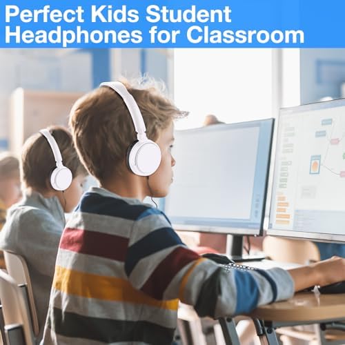 Yunsailing 18-Pack Adjustable Over-Ear Headphones for Students – Durable and Hygienic Wired Classroom Audio Solution with Individually Wrapped Earbuds for Optimal Learning Engagement (Black)