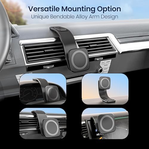Revolutionary Magnetic Phone Holder for Secure Car Mounting – Versatile Air Vent & Dashboard Suction Design (Sleek Black) – Ultimate Smartphone Accessibility & Safety on the Road