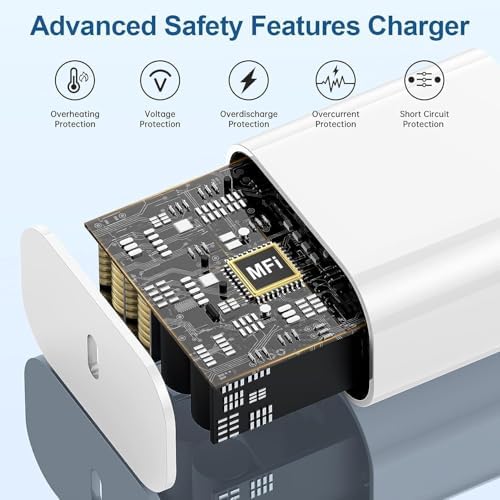 Maximize Your Charging Efficiency with the 20 W USB-C Power Adapter and 10 ft Type C Cable – The Ultimate Fast Charging Solution for i Phone 16, 15 Pro Max, and i Pad Featuring Advanced Safety Mechanisms for Secure On-the-Go Power Management and Unrivaled Compatibility