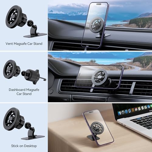 Mag Safe Car Mount: Premium Magnetic Phone Holder for Hands-Free Driving – Compatible with i Phone 15, 14, 13 Pro Max, Pro, Mini & All Smartphones – Strong Magnet Design for Secure Vent & Dashboard Installation – Elevate Safety and Style on the Road