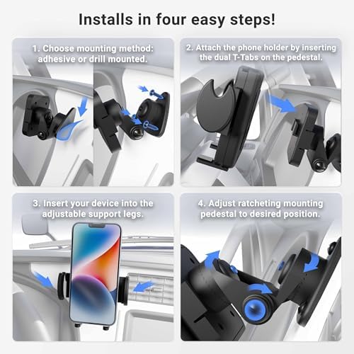 ARKON Mounts Premium Adhesive Phone Holder for Cars and Trucks | Secure Grip for Ultimate Safety | Universal Compatibility with i Phone, Samsung, Google & More | 360-Degree Rotation for Optimal Viewing | Hassle-Free Installation for Enhanced Driving Experience