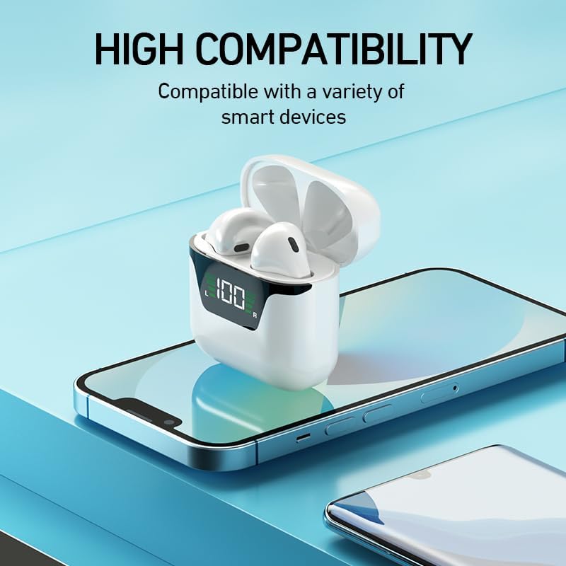 Elevate Your Audio Experience with Next-Gen Bluetooth 5.3 Wireless Earbuds – Experience Superior Bass Quality, Active Noise Cancellation for Clear Calls, and Real-Time LED Battery Feedback – Ideal for Fitness, Daily Travel, and Relaxation – Designed for Long-Lasting Comfort and Durability