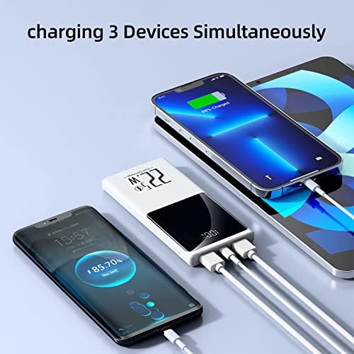 Ultra-Slim 10000 m Ah Portable Charger with 22.5 W Fast Charging – Compact Power Bank for i Phone 12-16, Samsung, Google & Android Devices – LCD Display & Dual USB-C Ports for Effortless Charging on the Go