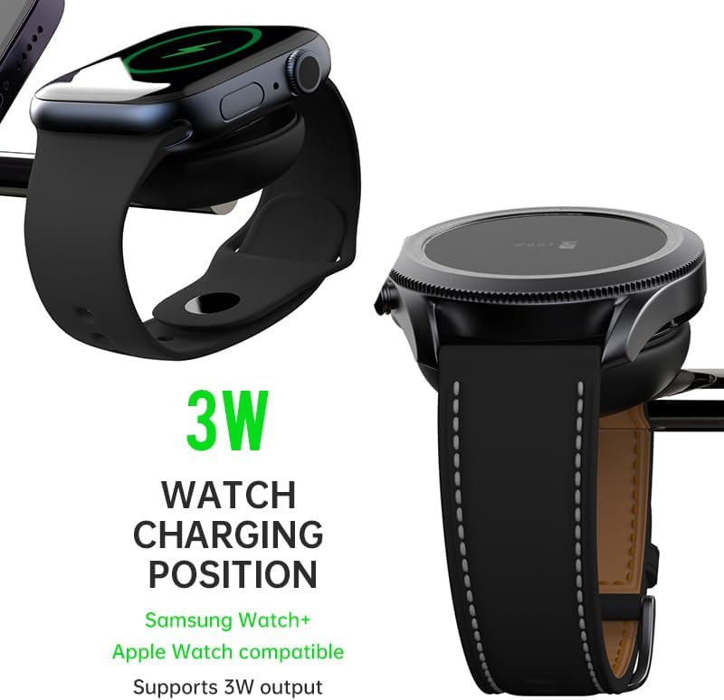 3-in-1 Wireless Charging Station for i Phone 16/15/14/13/12, Air Pods & Samsung Galaxy Watch – Fast Charge, Integrated Night Light & Sleek Design for Ultimate Convenience and Organization