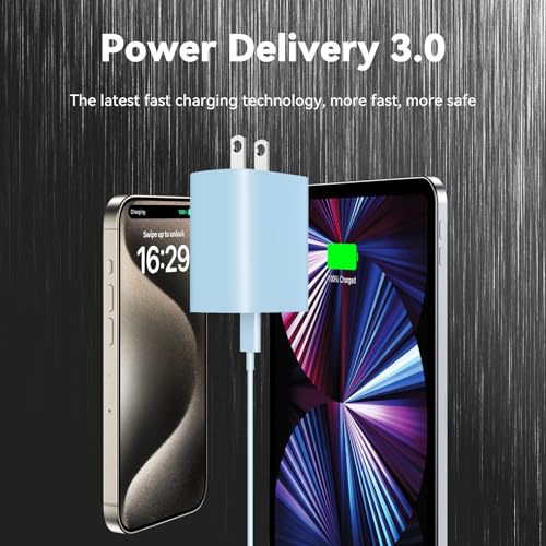 Ultimate i Phone 16 Pro Max Fast Charger with 8 FT USB-C Cable – High-Speed Wall Adapter in Stylish Purple – Compatible with i Phone 15 Series and i Pad Pro – Perfect for Quick Charging on the Go – Enhance Your Charging Experience with Extended Reach and Reliability