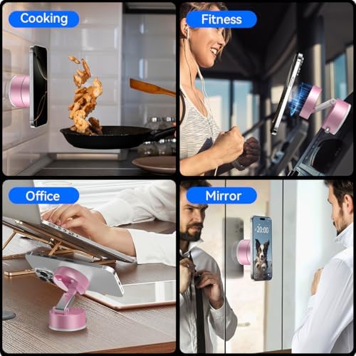Electric Magnetic Car Phone Holder, 360 Rotation Vacuum Suction Cellphone Mount Foldable Car Mount Stand for iPhone12-16,Mirror/Glass/Screen/Smooth Surface (Not Charge Phone) – Enhanced Compatibility and Speed