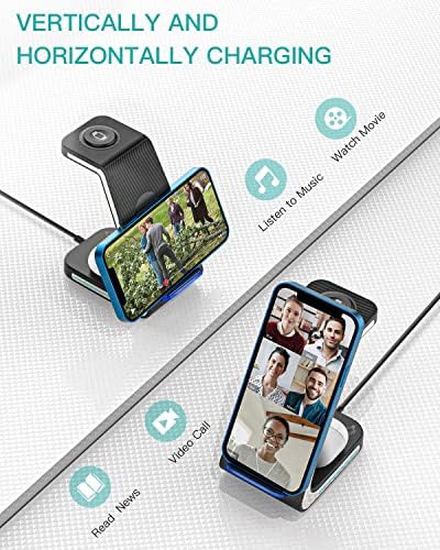 Weetla 3-in-1 Premium Wireless Charger for i Phone, Apple Watch & Air Pods – Lightning-Fast Charging for i Phone 13/12/11 and All Compatible Models – Space-Efficient Design with Secure Non-Slip Base for Ultimate Convenience and Organization