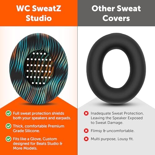 Upgrade Your Beats: WC Sweat Z Studio Earpad Covers for Studio 2 & 3 | Revolutionary Sweatproof Design, Effortlessly Washable, Perfect Fit | Unmatched Protection for Headphones & Enhanced Comfort