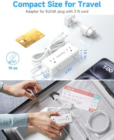 Ultimate European Travel Power Adapter with 20 W PD Fast Charging & Retractable 3 FT USB-C Cable – 4 AC Outlets for Effortless Device Connectivity Across France, Italy, Spain, Turkey, and Ireland – Your Essential US to EU Converter for Seamless Travel Experience