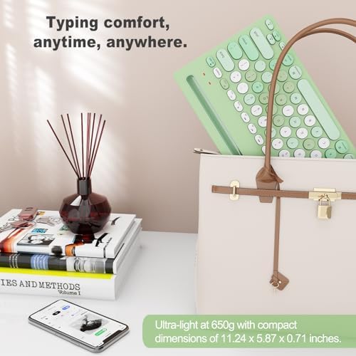 SADES Retro Wireless Bluetooth Keyboard for Mac, i Pad, i Phone, PC & Android – Multi-Device Connectivity & Portable Design with Vintage Round Keycaps – Perfect for Effortless Typing on the Go in Chic Pink