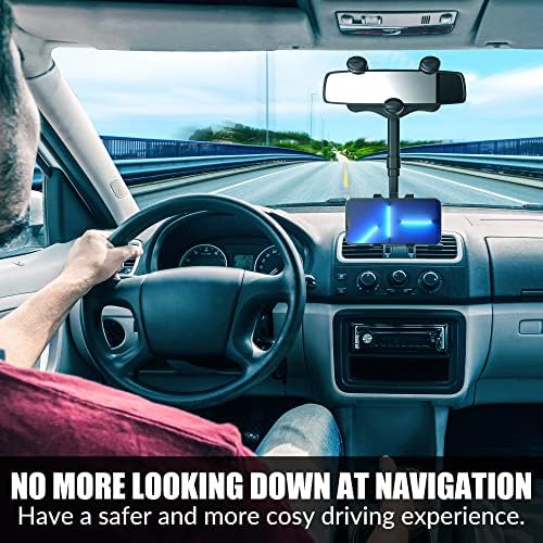 SXhyf Premium Rear View Mirror Phone Holder – 360-Degree Rotatable & Retractable Mount for i Phone & Samsung – Universal Fit for Enhanced Safety & Connectivity – Effortless Installation & Sleek Design for Every Driver