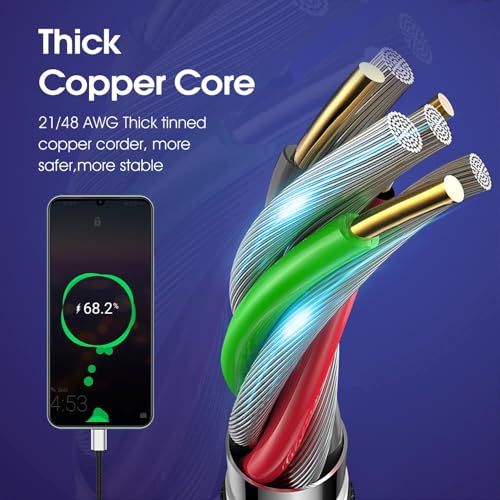 Cyven Premium 10 ft USB C Fast Charging Cable – 3-Pack High-Speed Type C Charger for Android Devices, Compatible with Samsung Galaxy S10, S9, S8 Plus – Enhanced Durability and Flexibility for Everyday Use