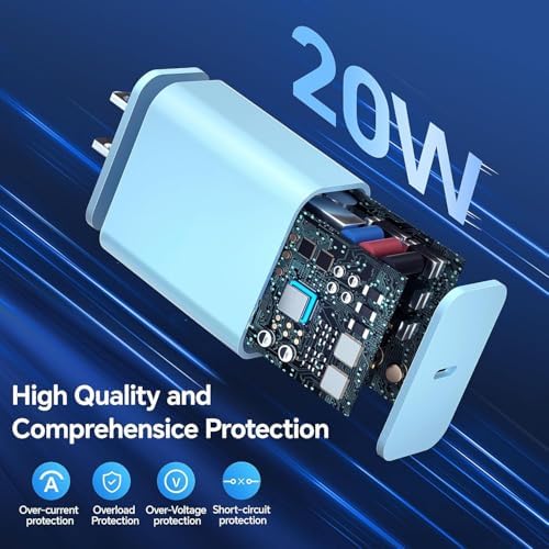 Ultimate 3-Pack Fast Charging Bundle for i Phone 14: 20 W USB-C Wall Chargers in White, Pink, and Green with 10 FT USB-C to Lightning Cable – Unmatched Compatibility and Speed for i Phone 14/13/12 Series, XS Max, XR, and More!