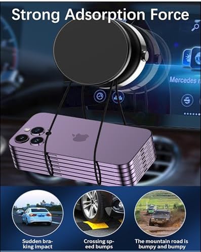 Revolutionary Electric Vacuum Suction Magnetic Phone Mount – Hands-Free 360° Rotatable Holder for Mag Safe i Phones, Perfect for Cars, Gyms, and Mirrors – Unmatched Stability and Portability (Black)