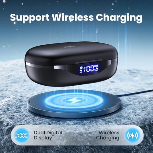 FOYCOY Wireless Earbuds – 90-Hour Playtime & Advanced Noise Cancellation for Ultimate Sound Clarity – IPX7 Waterproof Design for Active Lifestyles – LED Battery Indicator & Enhanced Stereo Bass for Immersive Audio – Perfect Bluetooth Earbuds for Fitness Enthusiasts & Everyday Use