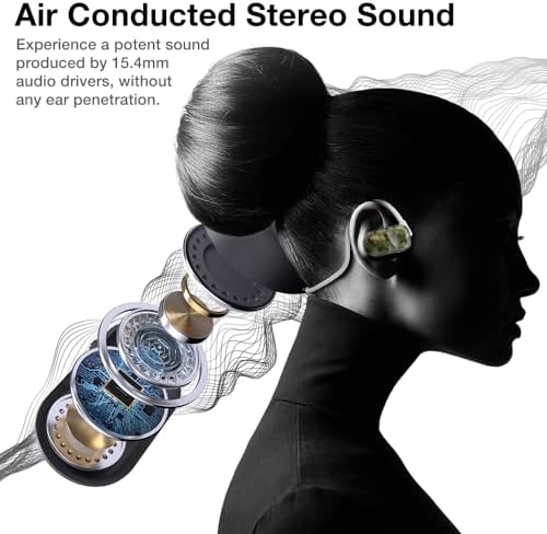 Purity Air Open Ear Headphones – Advanced True Air Conduction Wireless Bluetooth Earbuds with Dual Mic for Clear Calls – Ergonomic, Sweat-Resistant Design for Active Lifestyles – Compatible with i Phone & Android – Ultimate Comfort and Audio Awareness