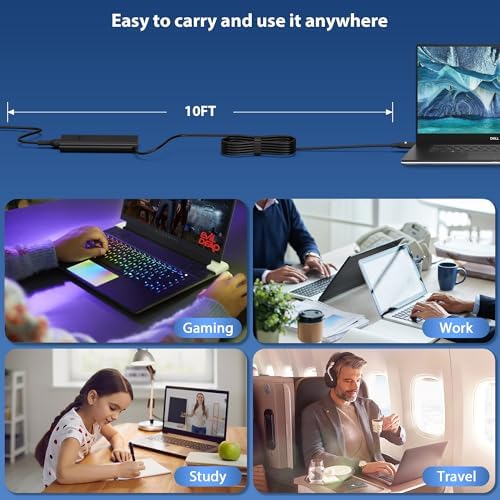 High-Performance 130 W USB Type-C Laptop Charger for Dell XPS, Latitude, and Precision Models – Fast Charging AC Adapter with Enhanced Compatibility for 15/17-Inch Laptops – CE/FCC/Ro HS Certified Power Supply with 12-Month Warranty