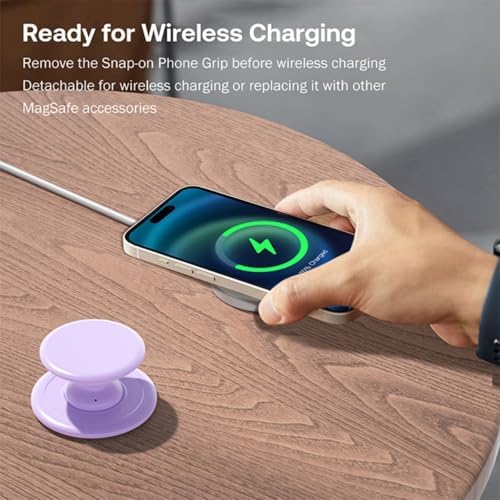 Magnetic Mag Safe Phone Grip Holder – Ergonomic Collapsible Stand for i Phone 12-16 Series, Transparent White Finish for Enhanced Style and Functionality, Secure Grip for Texting and Hands-Free Viewing, Lightweight and Portable Mobile Accessory