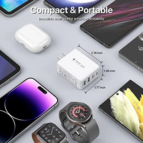 Revolutionize Your Charging Routine with Our 4-Port USB Wall Charger – Ultra-Fast QC 3.0 Adapter for i Phone 12-15, LG, Google Pixel & More – Compact, Reliable Power Solution for Home and On-the-Go Charging