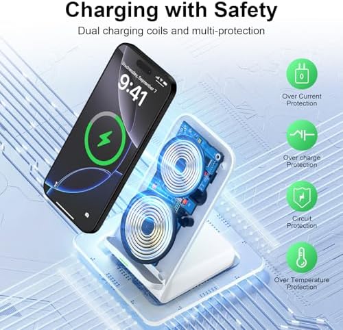 15 W Fast Wireless Charging Stand for Samsung Galaxy S25 Ultra, S24, S23, S22, S21 & Motorola Phones – Sleek Desktop Charger with QC Adapter for Optimal Performance, Qi-Compatible Convenience, and Enhanced Device Compatibility