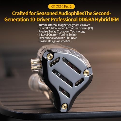 KZ ZS10 Pro Audiophile In-Ear Monitor Headphones – Versatile 2-in-1 Gaming Earbuds with Customizable Sound Tuning, Advanced Multi-Driver Technology for Superior Audio Clarity, Built-in Mic for Seamless Communication, Ideal for Music Enthusiasts and Gamers Alike – Experience Tailored Listening with Enhanced Sound Isolation and Long-Lasting Comfort