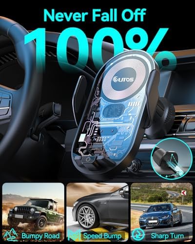 Innovative Qi Wireless Car Charger Mount with Auto Clamping – Effortless One-Hand Operation and 360° Rotation for Optimal Viewing – Essential Air Vent Holder for All Smartphones – Enhance Your Driving Safety and Convenience with Advanced Charging Features