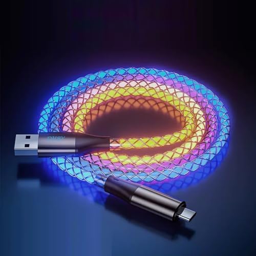 RGB USB A to Type C Fast Charging Cable Phone Charger High Data Speed Light Up Colourful RGB Current Flowing for All USB C Device-USB A to C RGB 39 Inche – Enhanced Compatibility and Speed