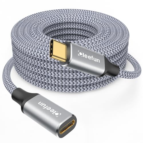 CLEEFUN 10 ft USB C Extension Cable – Unlock 100 W Fast Charging & 5 Gbps Data Transfer with Stunning 4 K Video Sync for Laptops, Tablets, and Phones – Premium Compatibility & Durable Design for Enhanced Connectivity Experience