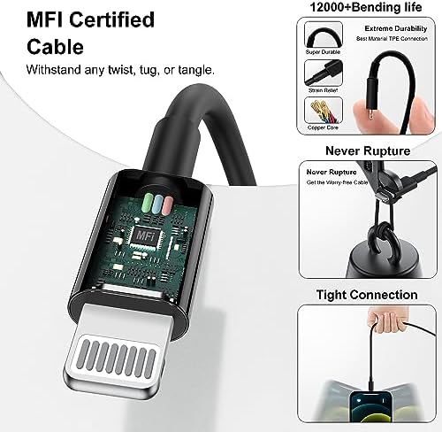 Ultra-Fast 3 FT USB-C to Lightning Charger Cable for i Phone 14, 13, 12, Pro Max & More – Certified High-Speed Charging, Enhanced Durability, and Universal Compatibility for Efficient Power Delivery – Perfect for Home, Office, and Travel Use