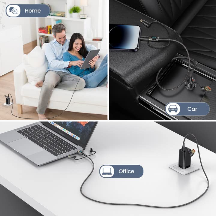 USAMS 100 W 6.6 FT 5 A USB C Multi Charging Cable – Versatile 5-in-1 Fast Charger with LED Display for Seamless Power Delivery to Laptops, Tablets, and Smartphones – Premium Durability and Enhanced Compatibility for Efficient Charging on the Go