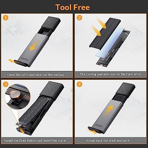 Transform Your Data Storage with i Dsonix Tool-Free M.2 NVMe PCIe SSD Enclosure – High-Speed USB-C 3.2 Gen 2 Adapter for Effortless 10 Gbps Transfers, Supports M-Key & B+M Key Interfaces for 2230/2242/2260/2280 SSDs, Enhanced Durability & Performance with UASP Trim Technology – Ideal for Professionals & Casual Users Alike